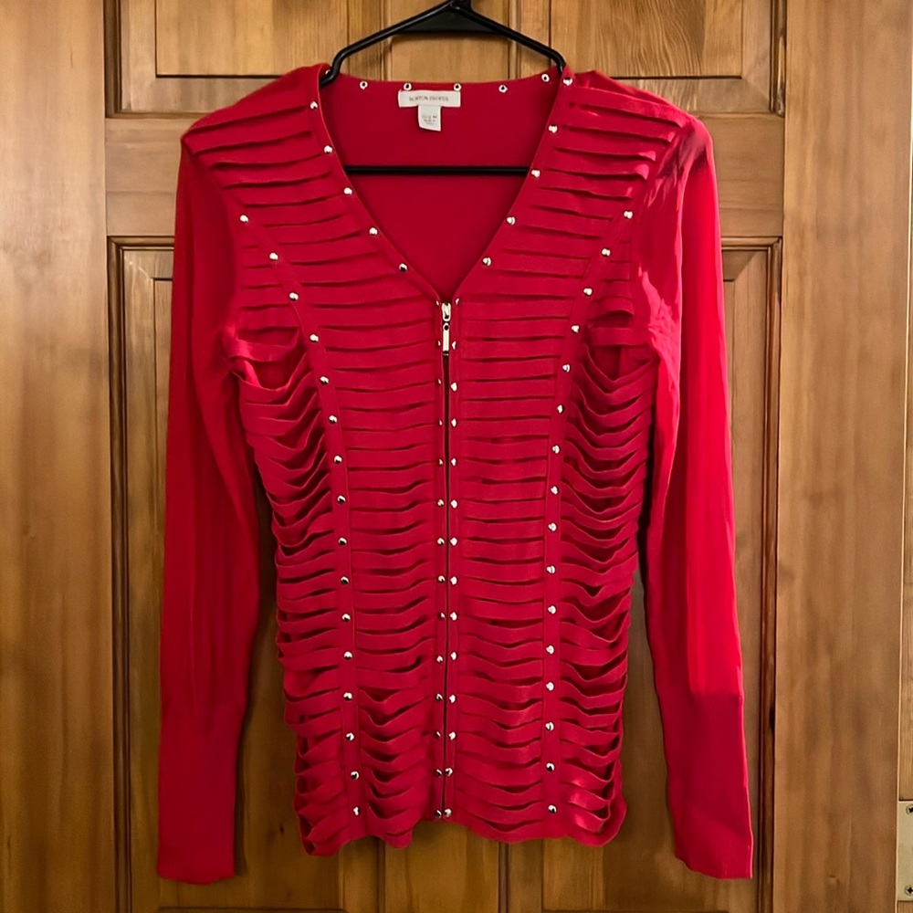 Boston Proper Zip Front Sweater.